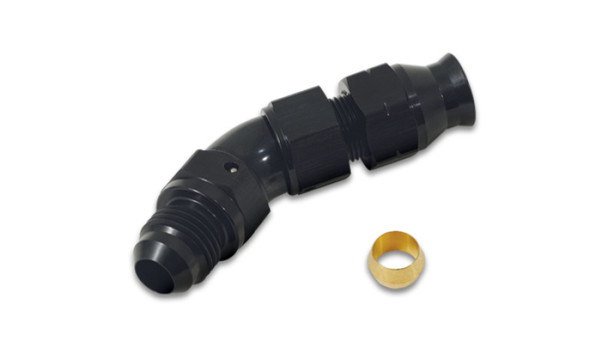 Vibrant 45 Degree 1/2in Tube to Male -8AN Flare Adapter w/ Olive Inserts