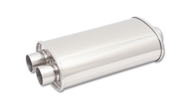 Vibrant StreetPower Oval Muffler 5in x 9in x 15in - 3" inlet/Dual Outlet (Center In - Dual Out)